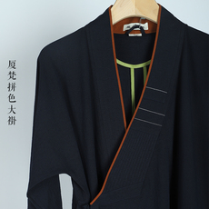 Монашеская одежда 厦梵僧服春秋夏季麻粘大褂不易皱拼色长褂藏青焦糖和尚僧装男长衫 Ha Van