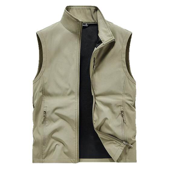 
Stand collar multi-pocket vest soft shell waterproof fishing vest middle-aged men outdoor photography workwear vest spring and autumn thin style