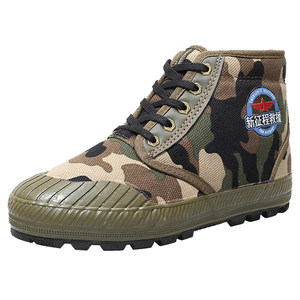 Winter plus velvet thickened cold-resistant outdoor liberation shoes wear-resistant wind-proof warm outdoor large cotton shoes high-top shoes canvas shoes
