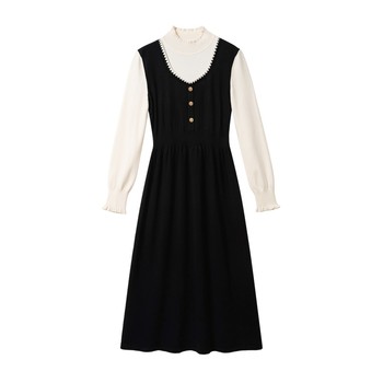 
Large size women's blue tone slim dress