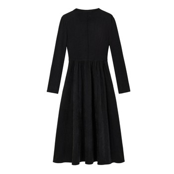 
Blue Hepburn style waist-cinching patchwork dress