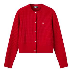 
FILA official women's woven jacket 2026 spring new fashion casual basic twist sweater cardigan