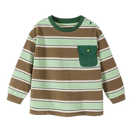 
Mini Balabala baby long-sleeved T-shirt for boys and girls, pure cotton children's spring new product, skin-friendly inner top
