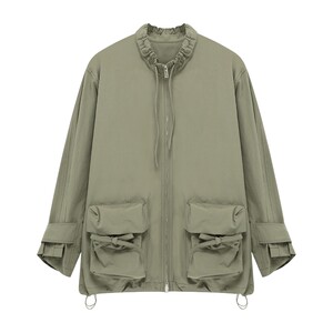 
Basic House/Baijiahao American retro short windbreaker jacket work style loose stand-up collar jacket top