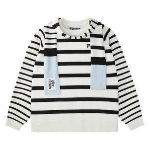 
FILA FUSION Women's Knitted Sweater 2025 New Winter Casual Striped Loose Pullover Sweater
