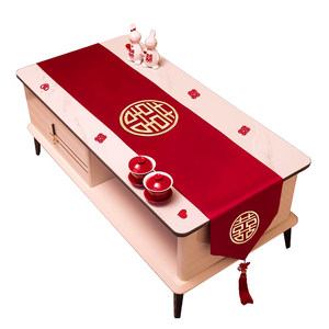 Wedding table flag red coffee table cloth wedding room decoration dining table TV cabinet cover cloth wedding supplies