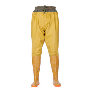 Free shipping hops rain boots men's waist high-pin rain boots waterproof shoes fishing flat-sole transplanting leather fork pants women's shoes blood proof pants
