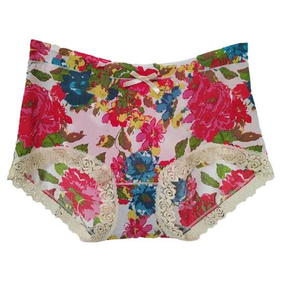 3 packets of colored fields, female ice silk, high waist 30606 large size lace edge, bacteriostatic and dry -leopard leopard underwear thin
