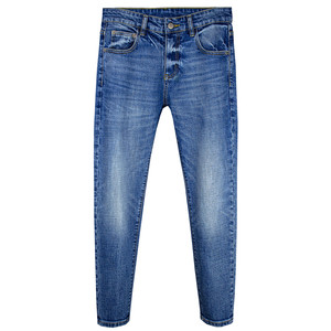 
New style nine-point jeans for men, blue, high-quality, trendy, versatile, fashionable, stretchy, slim-fit, small-footed, nine-point pants