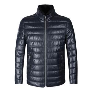 Augulo down leather coat male new middle -aged autumn and winter thick fashion stand -up collar collar jacket cotton leather leather