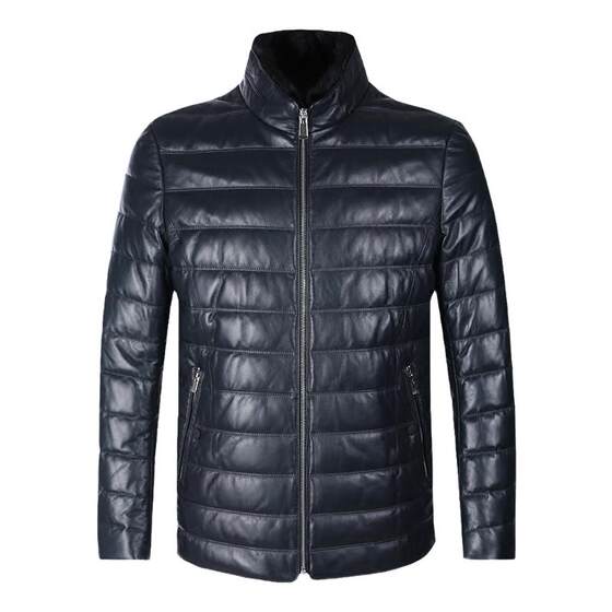 Augulo down leather coat male new middle -aged autumn and winter thick fashion stand -up collar collar jacket cotton leather leather