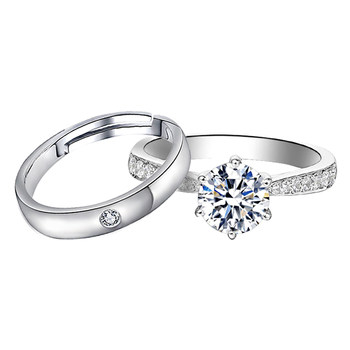 Carat six-claw simulated diamond ring for couples to get married