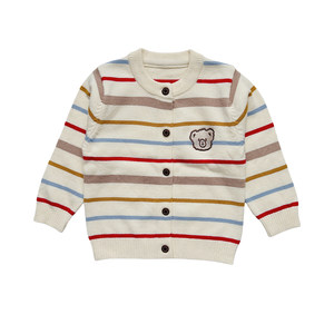
Baby sweater spring and autumn clothes baby tops with baby clothes striped knitted jacket for men and women's baby cardigan