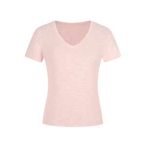 
MosesQueen/Moxi Queen white cotton V-neck short-sleeved T-shirt women's summer loose and slim shoulder top