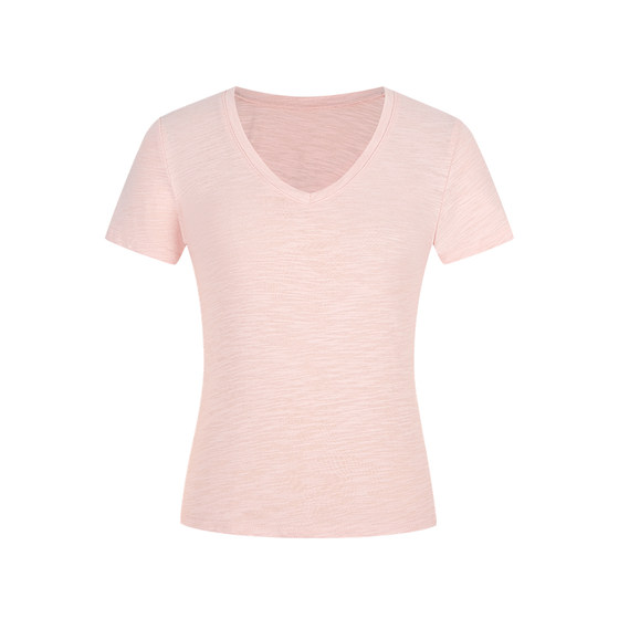 
MosesQueen/Moxi Queen white cotton V-neck short-sleeved T-shirt women's summer loose and slim shoulder top