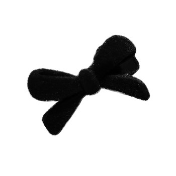 Flocking black bow small hair clip broken hair bang clip
