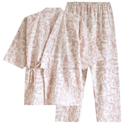 Japanese-style Kimono Nightgown Pajamas Women's Spring And Autumn Summer Thin Cotton Gauze Double-layer Tether Sweat Steaming Bathrobe Home Service