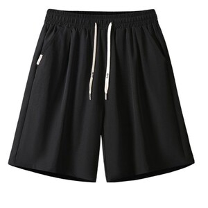 Men's ice silk shorts, summer men's thin sports pants, casual oversized chubby cropped pants, khaki shorts