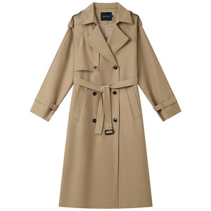 
Halo Luu khaki windbreaker jacket for women spring 2026 new Korean style high-end mid-length coat