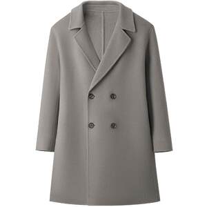 
HLA/Heilan House Business Long Jacket Men's Winter 100% Pure Wool Flat Lapel Warm Woolen Coat