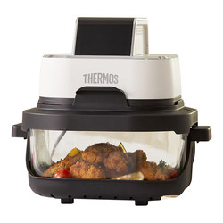 Thermos air fryer household 2025 new high borosilicate glass compact visible large-capacity frying and baking all-in-one machine