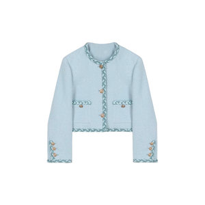 Jiaxing Benchu Clothing Blue Casual Small Fragrance Jacket Women's Loose Slim Short Tweed Top Autumn New Style