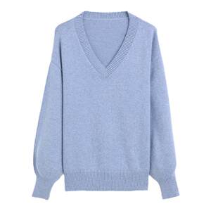 Pukka Bulls sweater female autumn and winter stripes V -neck loose knitted sweater lazy wind sweater
