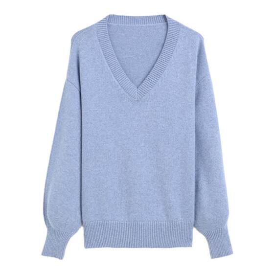 Pukka Bulls sweater female autumn and winter stripes V -neck loose knitted sweater lazy wind sweater
