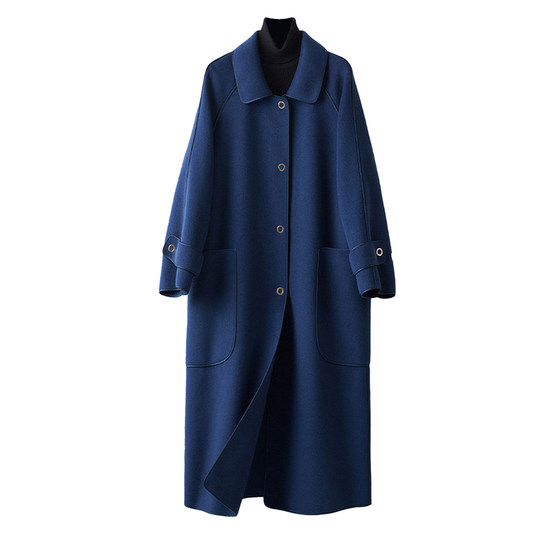 BXV black double-sided wool coat women's mid-length 2026 spring new single-breasted double-sided wool coat