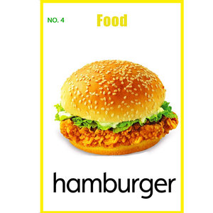 Food English Words Big Card 40 Bao Bao Early Teaching Enlightenment Kindergarten English Teacher Teacher Flash Card Wall Sticker
