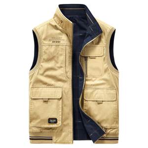 
JEEP Jeep Men's Pure Cotton Double-Side Vest 2025 New Multi-Pocket Working Vest Jacket Vest Horse Clip