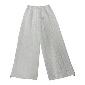 
Diamond lattice down cotton women's 2025 irregular loose retro fashionable high-end elastic waist casual slim trousers