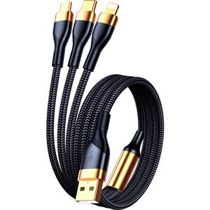 
Charging cable three-in-one data cable fast charging suitable for Huawei vivo Xiaomi oppo Apple typec gold-plated mobile phone charging cable one tow three car charging cable multifunction three-head universal