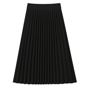 
She is elastic waist pleated skirt 2025 autumn new women's clothing fashionable simple mid-length A-line high-waisted skirt