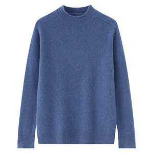 New winter 100% pure cashmere sweater for men, half turtleneck, saddle shoulder, loose bottoming sweater, men's sweater