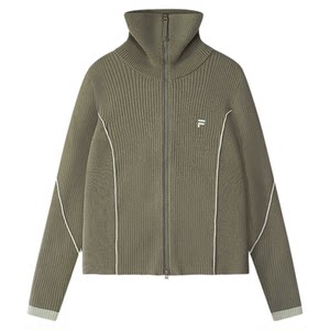 FILA FUSION Women's Woven Jacket 2025 Winter New Warm Slim High Neck Sweater Cardigan