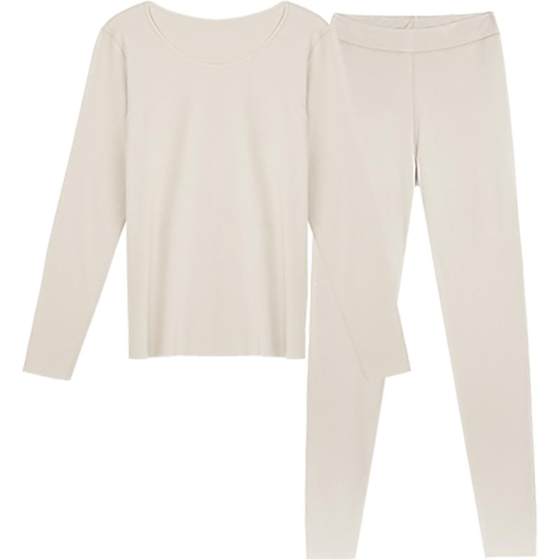 Ubras plus velvet and thickened wool down-based heating men's and women's thermal underwear set muscle bottoms autumn clothes and long trousers