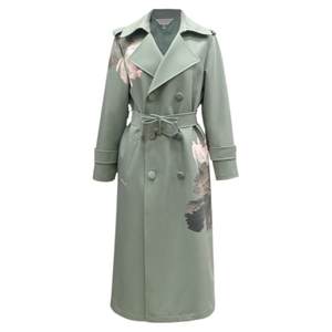 
Spring Chinese style heavy industry lotus Chinese painting print style slim mid-length style versatile loose large size women's windbreaker