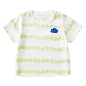 
Betis baby short-sleeved T-shirt cool summer thin striped children's wear pure cotton breathable top