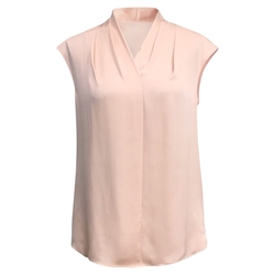 Oberano [silk] Shopping Mall Same Style Spring And Autumn Fashion Commuter Silk Top Women's V-neck Sleeveless Professional Shirt
