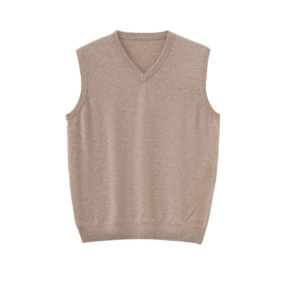 
Chunzhu autumn and winter new 100% cashmere versatile youth knitted sweater vest V-neck men's cashmere sweater