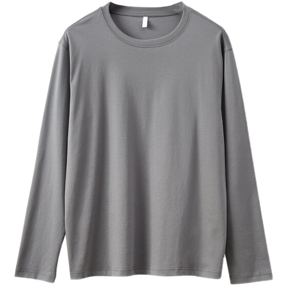 50-pin horse mercerized pure cotton liquid ammonia cotton T-shirt for men round neck long sleeves Spring and autumn style Shandong online store men's clothing