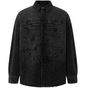 
CHINISM丨Patch embroidery washed denim long-sleeved shirt men's spring shirt jacket/CXQB14P2077