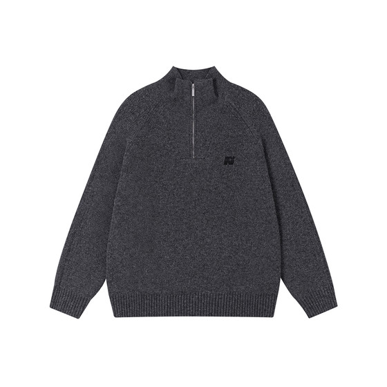 
FORNINES embroidered turtleneck sweater for men, spring and autumn couple wear, casual half turtleneck zipper sweater jacket for women