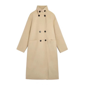 
Clearance Goose Yellow Hepburn Style Woolen Coat Women's Mid-Length Autumn and Winter New Korean Style Small Woolen Coat