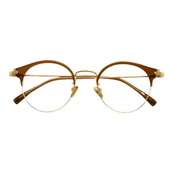 Pure titanium tea color glasses frame female big face tide retro semi -frame showing thin titanium shelter close -up mirror frame female face glasses rack
