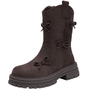 
Dadong women's boots fashion boots 2025 winter new fashion temperament bow cute round toe boots thick sole thick heel