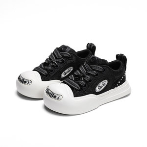 
Ouder silk pattern smile canvas shoes new women's thick sole heightened headboard shoes low top round toe casual shoes