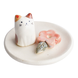 Cute Cat Rabbit Imported Japanese Seto-yaki Split Incense Dish Hand-made Incense Stand Incense Insert Japanese String Incense Plate