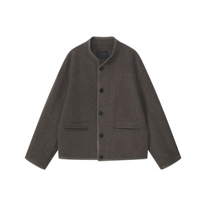 
New Chinese style retro stand collar woolen coat men's winter loose single-breasted Chinese style wool mid-length coat